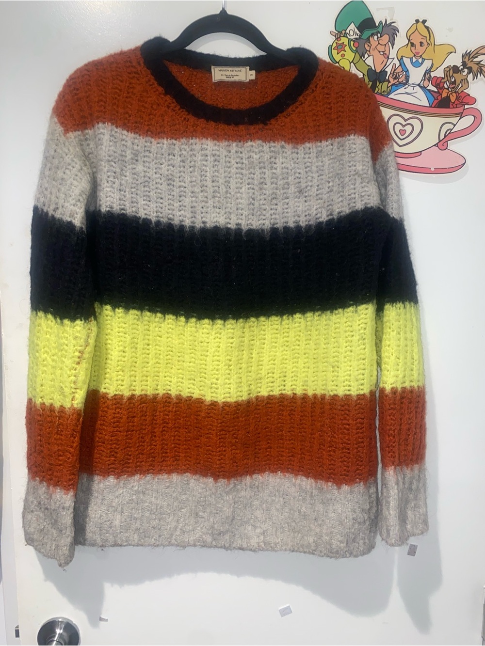 Maison Kitsuné Rare Wool Alpaca Colorblock Knit Sweater Small